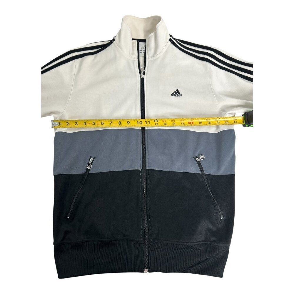 Adidas Black, Gray & White Colorblock Y2K Mens/Unisex Tricolor zip up Size Large - Picture 8 of 8